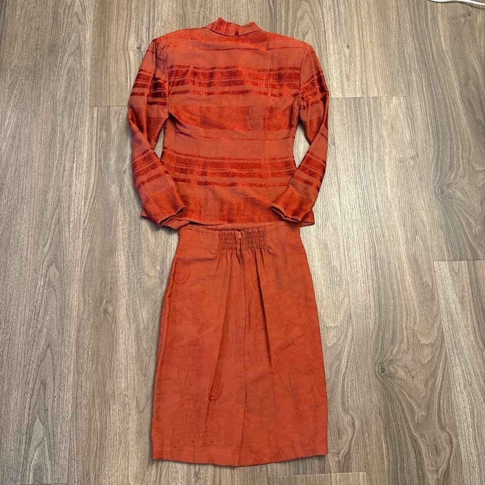 Vintage 1980s Sue Wong Elegant Rust Skirt Set, jacket and skirt small - Picture 8 of 8